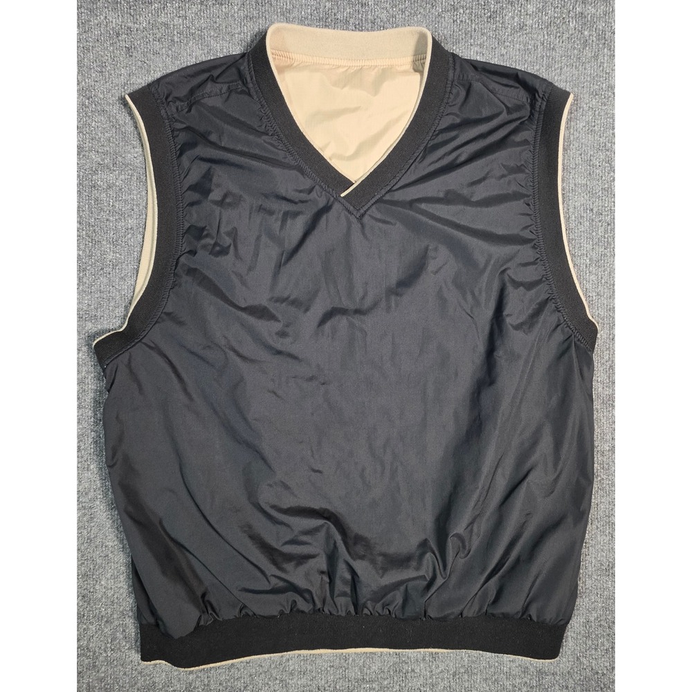 Wedge Mens Reversible Golf‎ Wind Vest Black Tan V-Neck Pullover Size XL